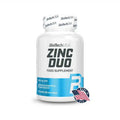 Zinc Duo 25mg – BioTechUSA 60 Comprimés (Gluconate et Bisglycinate, 60 Jours)